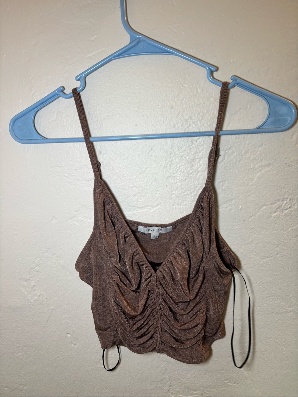 Brown Ruched Spaghetti Strap Crop Top - Love Brand